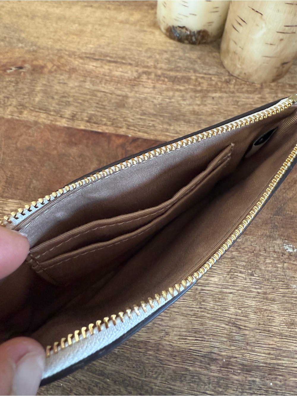 Coach Cream Embossed Signature Leather Wristlet with Gold Hardware - Picture 5 of 5